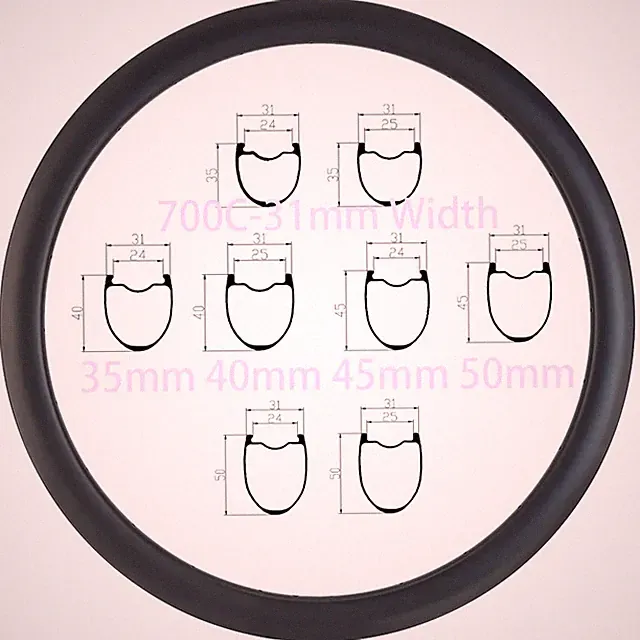 1 Pcs Carbon Road/Triathlon/TT /XC/Track Bike Rim 700C Hook/Hookless/Tubeless