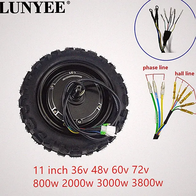 11 inch 60H 36V48V60V72V 800W 2000W 3000W 3800W High Speed Hub Motor Scooter