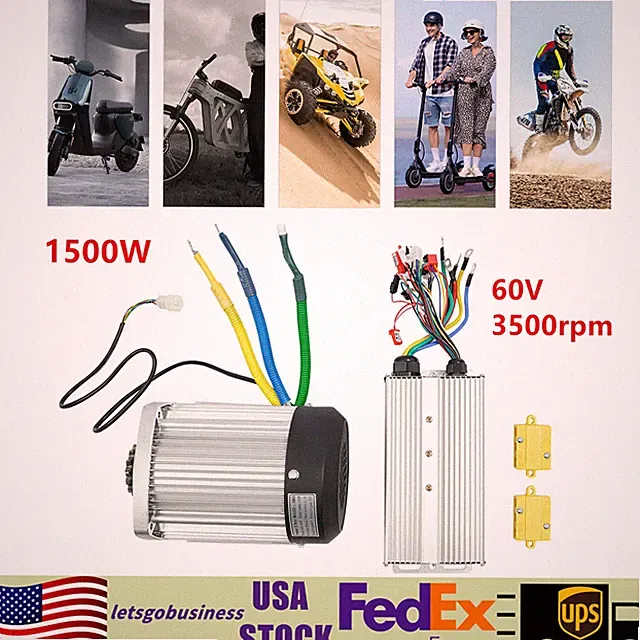1500W 60V Permanent DC Motor Kit with Controller 65A For Electric Scooter E-bike