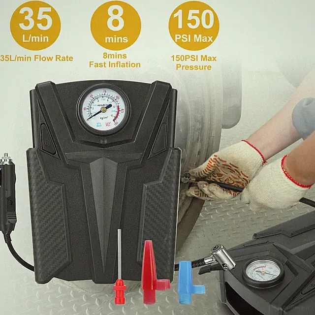 150PSI Electric Bicycle Car Tire Pump Inflator 35L/min for Fast inflation 12V