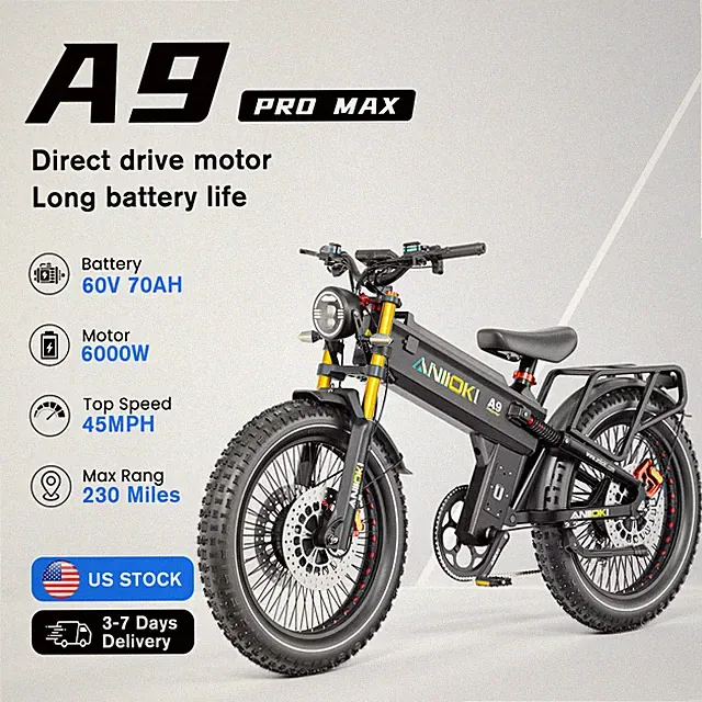 26in Electric Bike for Adult 6000W 45MPH 230 Miles 7 Speed City Commuting E-bike