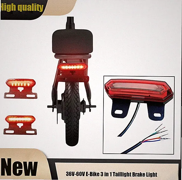 3-Function E-Bike Rear Light with Brake & Turn Signal – 36V-60V , LED SUK