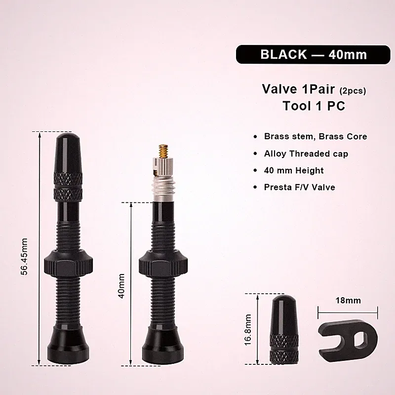 40/60Mm Bike Tubeless Valve F/V Presta CNC Machined Anodized MTB Road Bicycle Ti