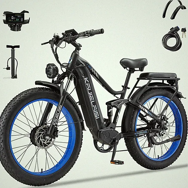 45MPH 60V/35Ah 26" Fat Tire 6000W Peak Dual Motor Full Suspension Electric Bike