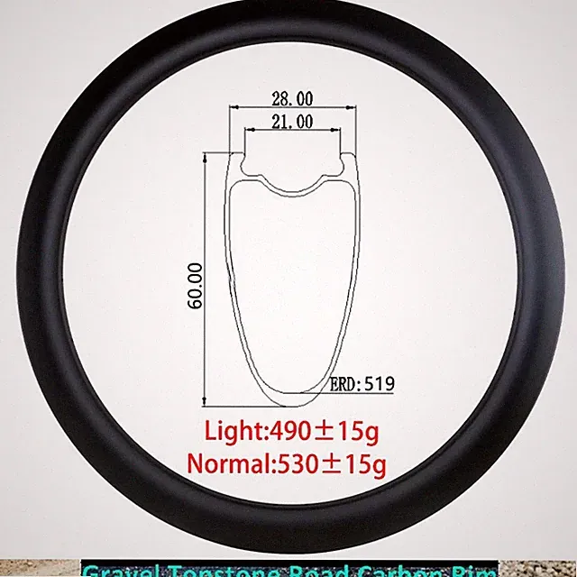 700C 60mmX28mm Gravel Bicycle Carbon Rim Disc/V Brake Tubeless Clincher Wheels