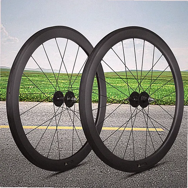 700C Carbon Road Bike Wheelset 50mm Integrated Wheel with Fixed Gear V-Brake