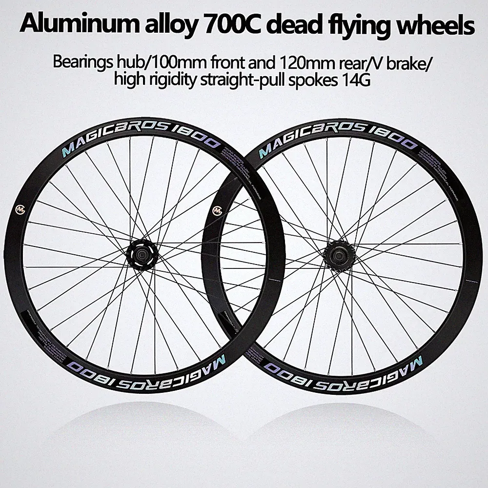 700c Fixed Gear Racing Track Road Bicycle Wheelset V Brake Straight Pull Hubs