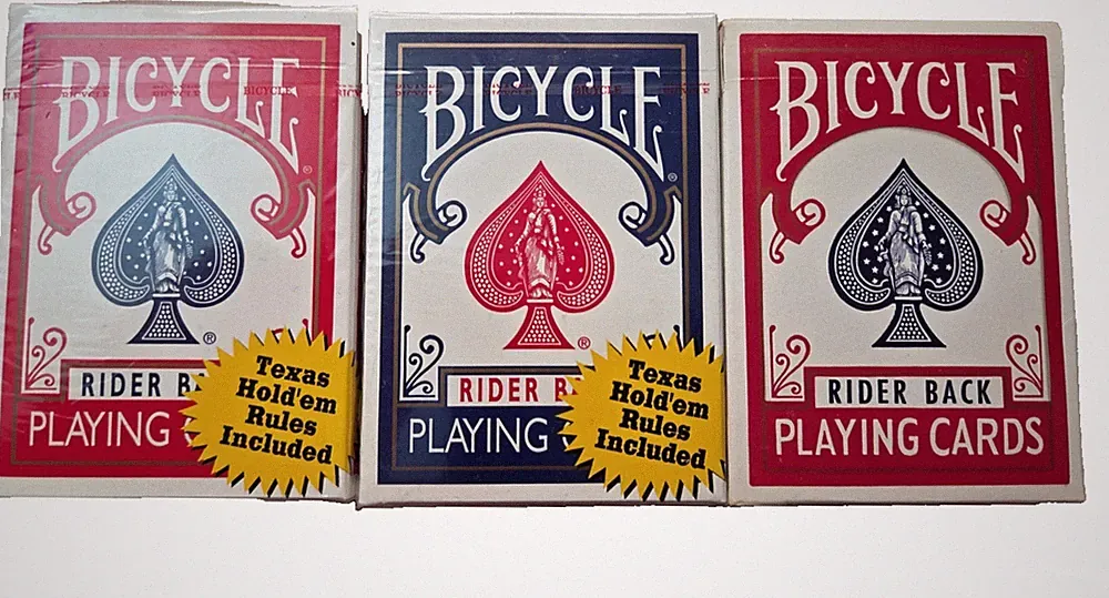 Bicycle Rider Back Playing Cards_3 decks 2 Red 1 Blue Unopened