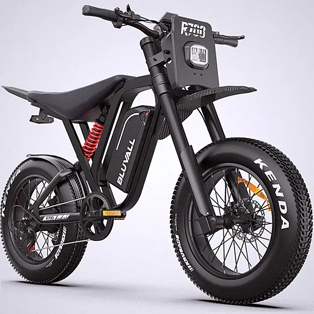 Bluvall 3000W 60V 25A 20" Fat Tires 35 MPH 7 Speed Electric Motorcycle for Adult