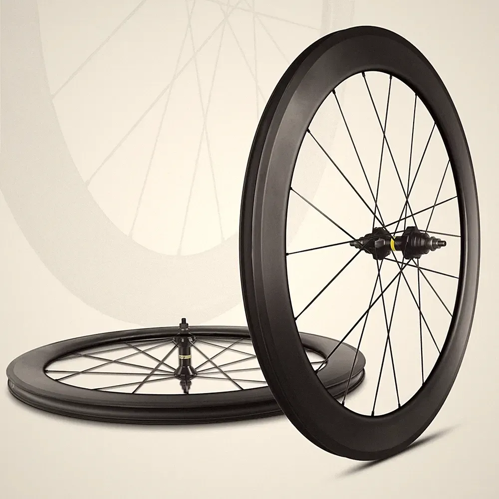 Carbon Fiber Fixed Gear Bike Wheel Set Depth 38/50/60/88mm V Brake Flywheel
