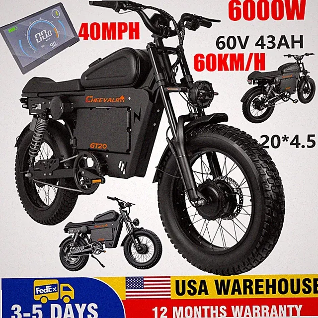 Cheevalry GT20 60V 43AH E-Mountain Bike 6000W Offroad Electricle Dirt Bike 40MPH