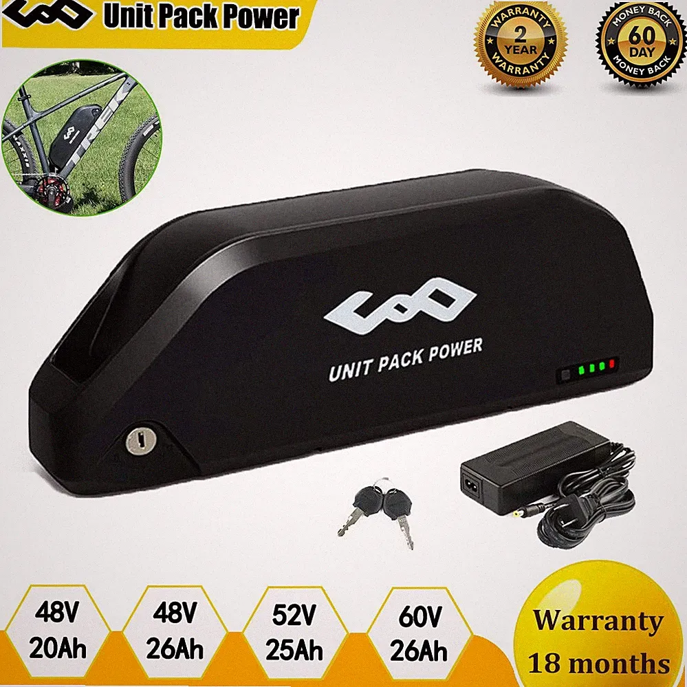 E-bike Battery 48V 52V 60V 25Ah Lithium Pack for Electric Bicycle 0-2000W Motor