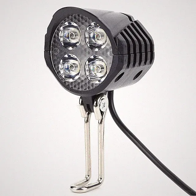 E-Bike Horn Light Electric 36V 48V 60V Bicycle 4 LED Headlight 12W 18W Waterproo