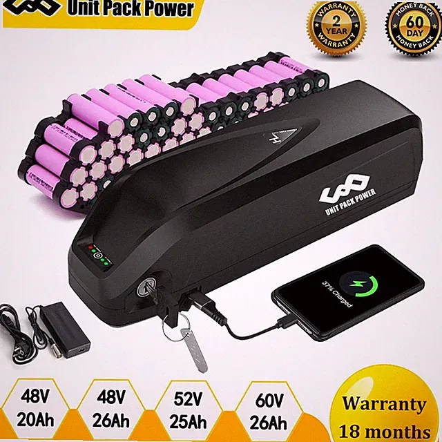 Ebike Battery 60V 52V 48V 25Ah 20Ah Samsung/LG Lithium battery for 0-2000W Motor