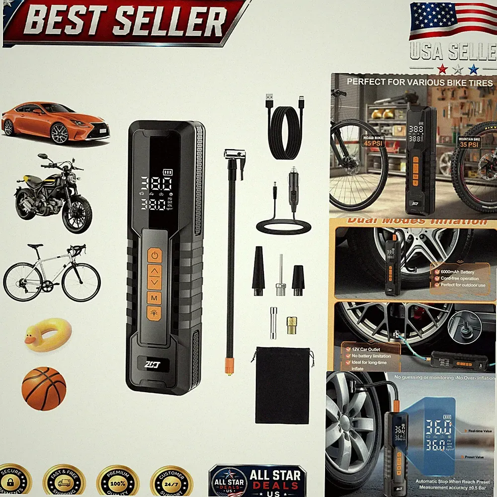 Electric Mini Bike Pump with 130PSI Gauge, Portable Bicycle Air Pump with Presta