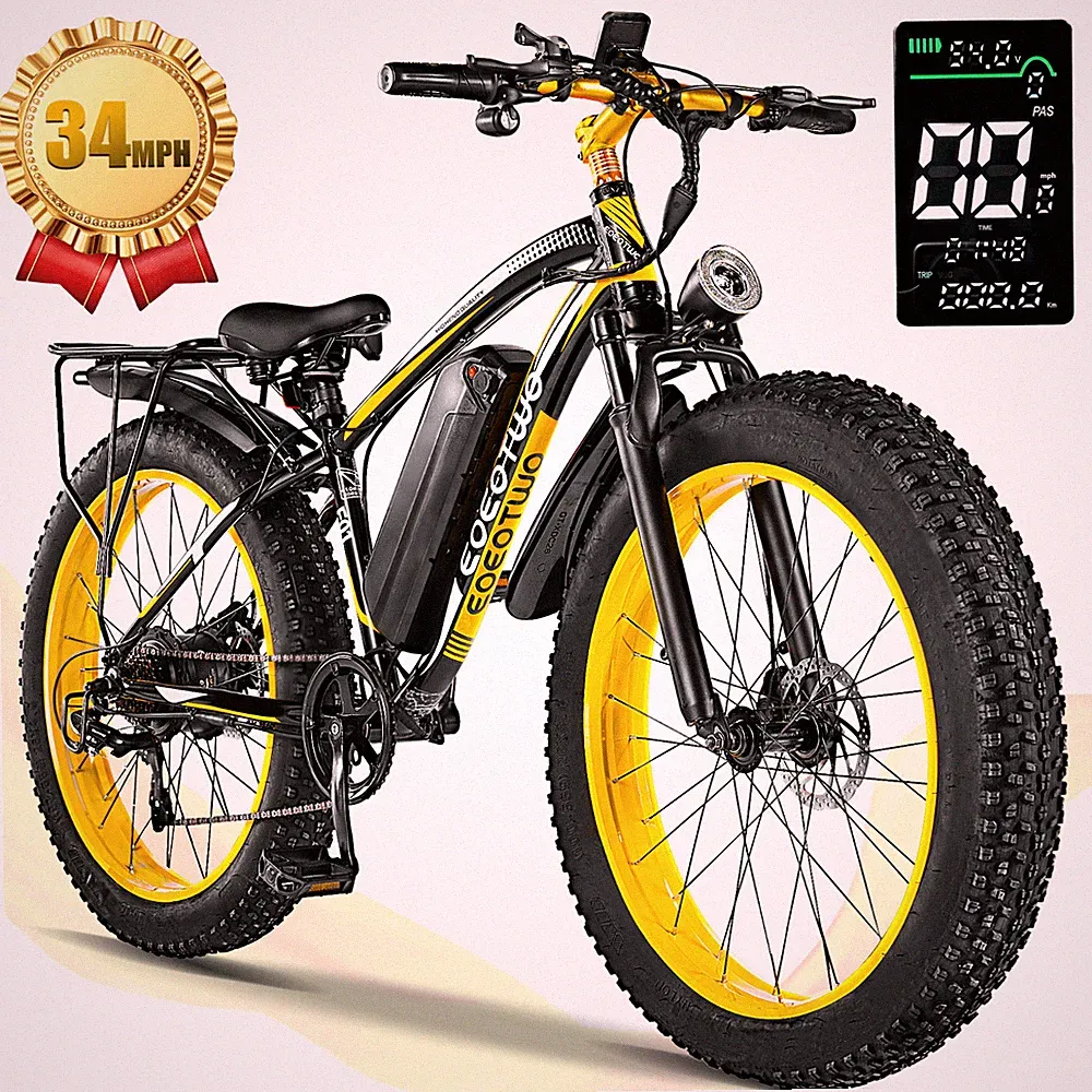EOEOTWO 1500W Electric Bike for Adults 34MPH 60Miles 26" Fat Tire Mountain Ebike