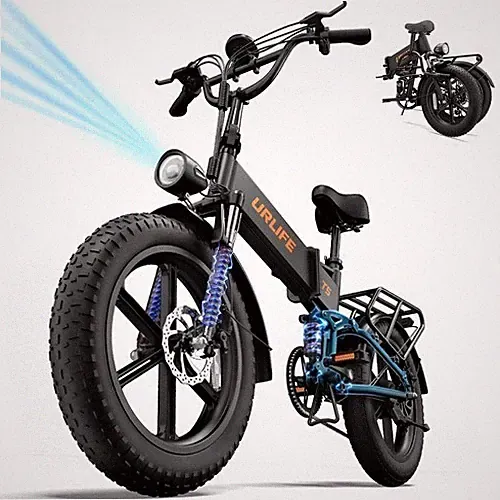 URLIFE Folding Electric Bike for Adults 20" x 4" Fat Tire Ebike 48V 13AH 80 Mi